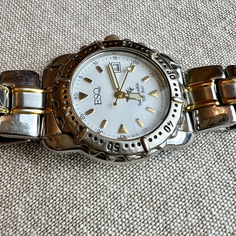 ESQ Submersible Watch Swiss Quartz Esquire Works Well New Battery